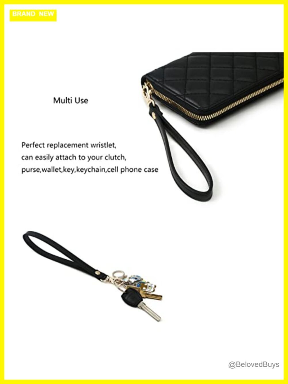 Leather Wrist Strap Wristlet for Purse Wallet Keychain Clutch - Replacement - Picture 3 of 4